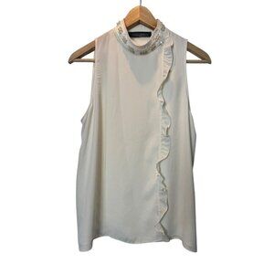 Sandro Ferrone White Pearl Embellished Blouse NWT | Size Medium